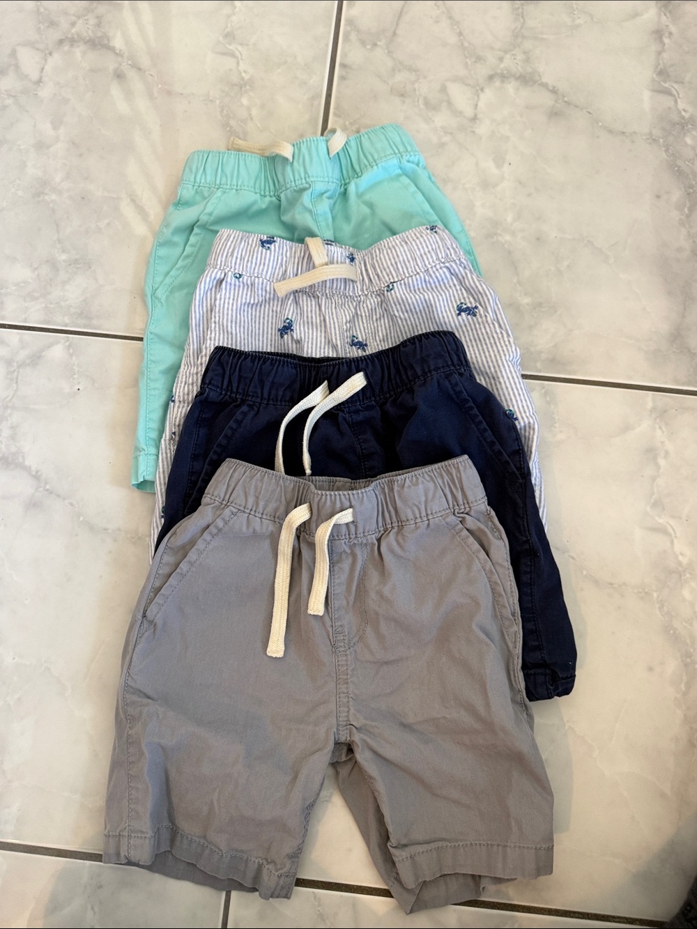The Children's Place Shorts Pack - Gray, Navy, Mint, Blue-Striped